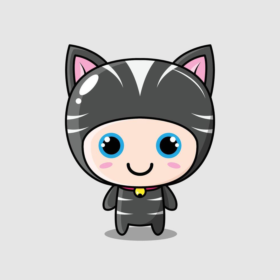 gato personaje negro y blanco vector