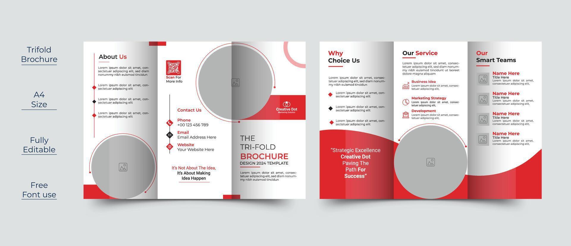 Creative business trifold brochure template with modern design vector