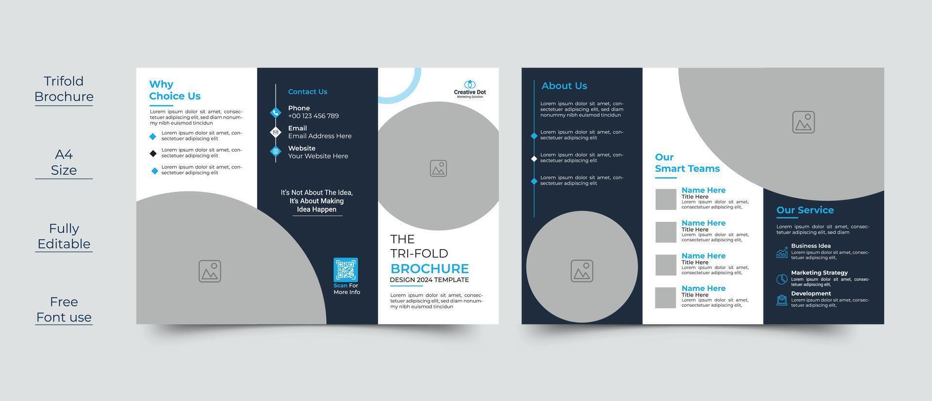 Creative business trifold brochure template with modern design vector