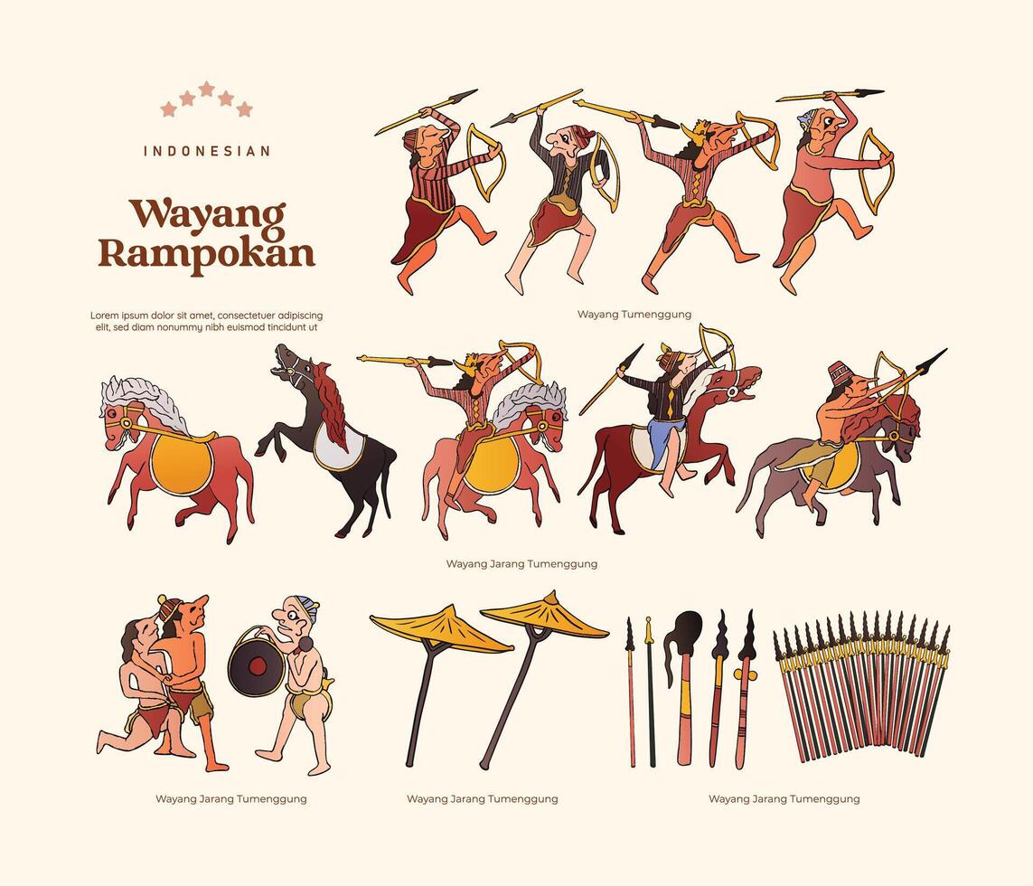 Isolated Wayang Rampokan Illustration Indonesia shadow puppet culture vector