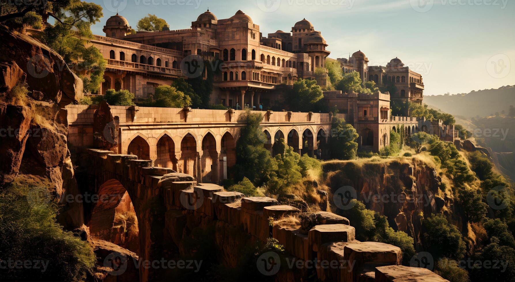 AI generated View of natural beautiful Mughal-era houses and forts photo