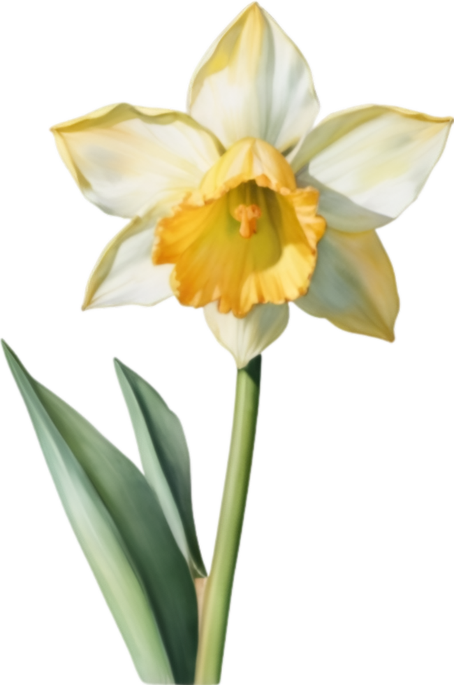 AI generated Watercolor painting of a Daffodil flower. png