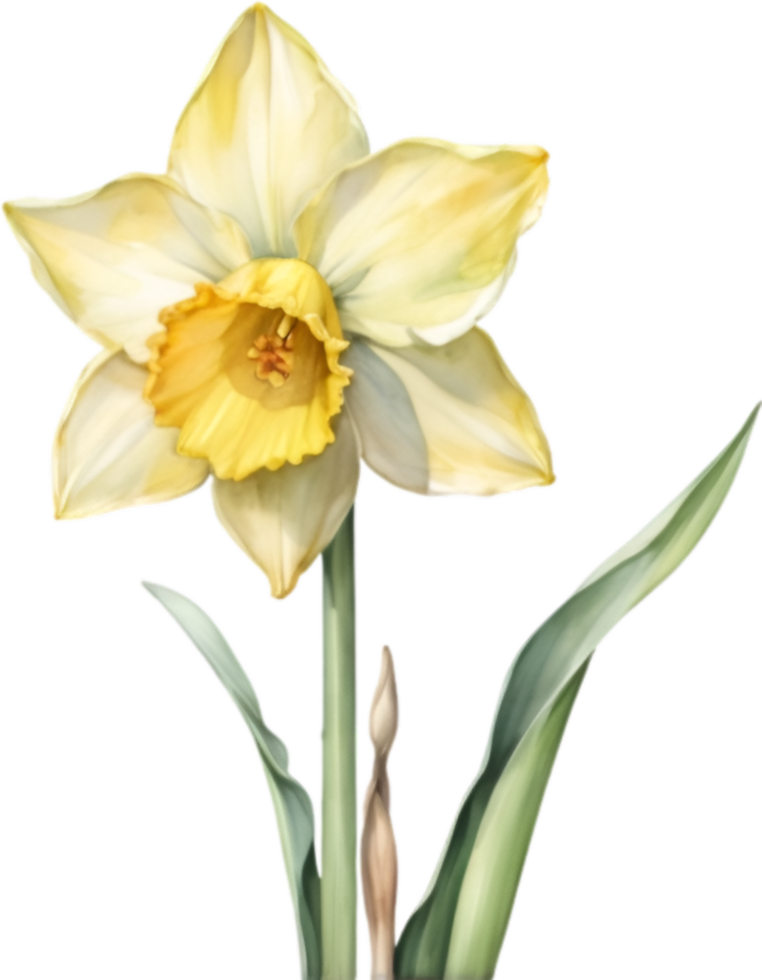 AI generated Watercolor painting of a Daffodil flower. png