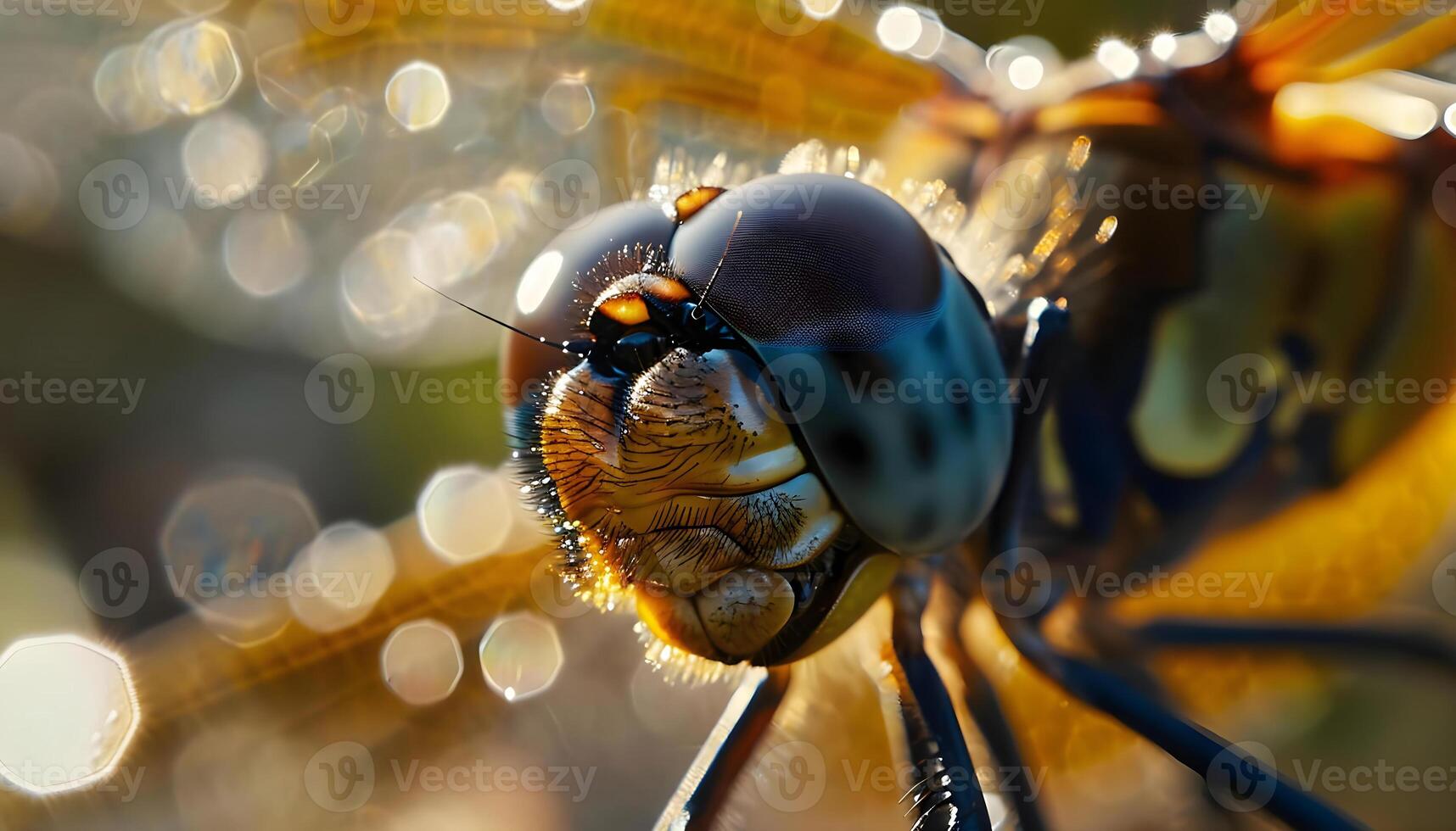 AI generated a close up of a dragonfly on a plant photo