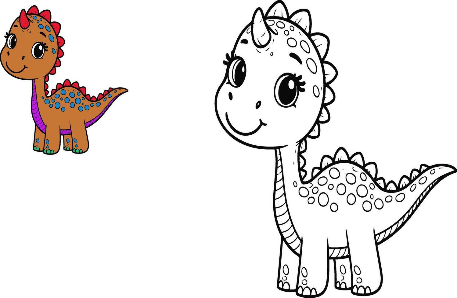 Illustration of educational coloring book vector-dinosaur, brontosaurus vector