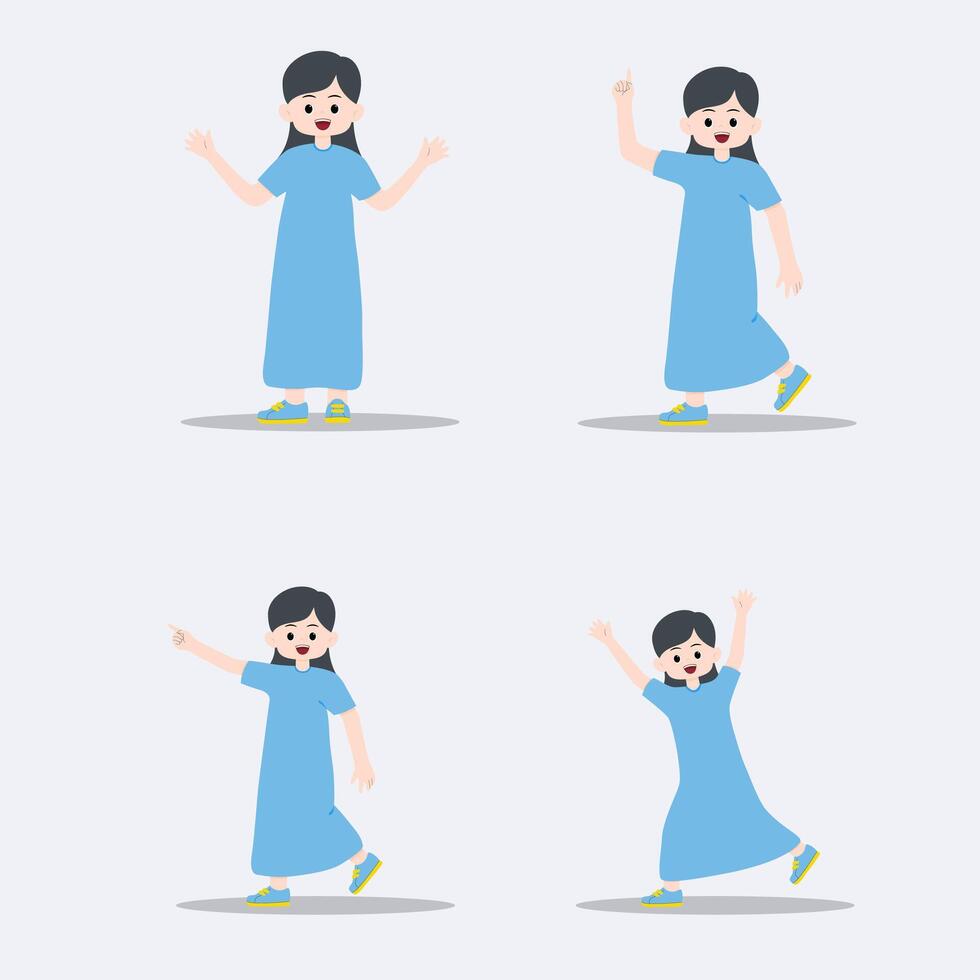 cute girl saying hello and pointing.suitable for promotion vector