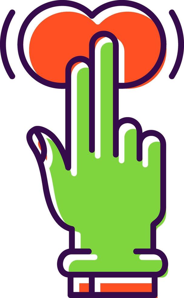 Two Fingers Tap and Hold Filled Icon vector