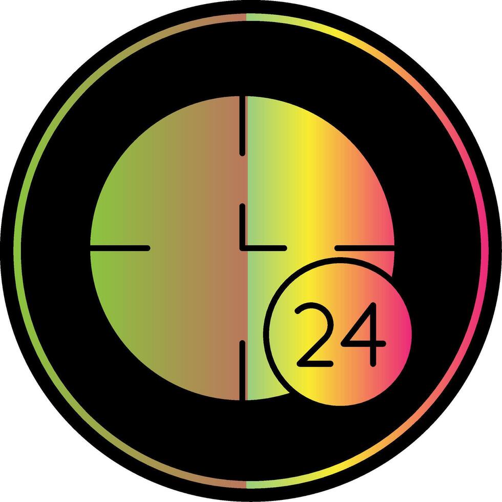 24 horas glifo debido color icono vector