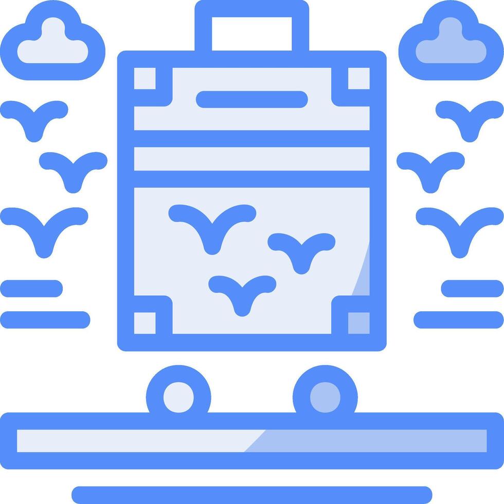 Roller suitcase Line Filled Blue Icon vector