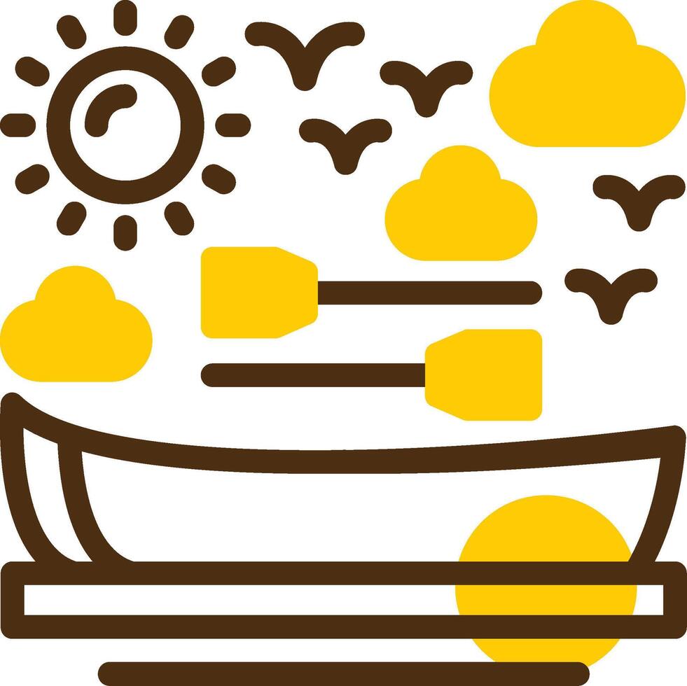 Rowboat Yellow Lieanr Circle Icon vector