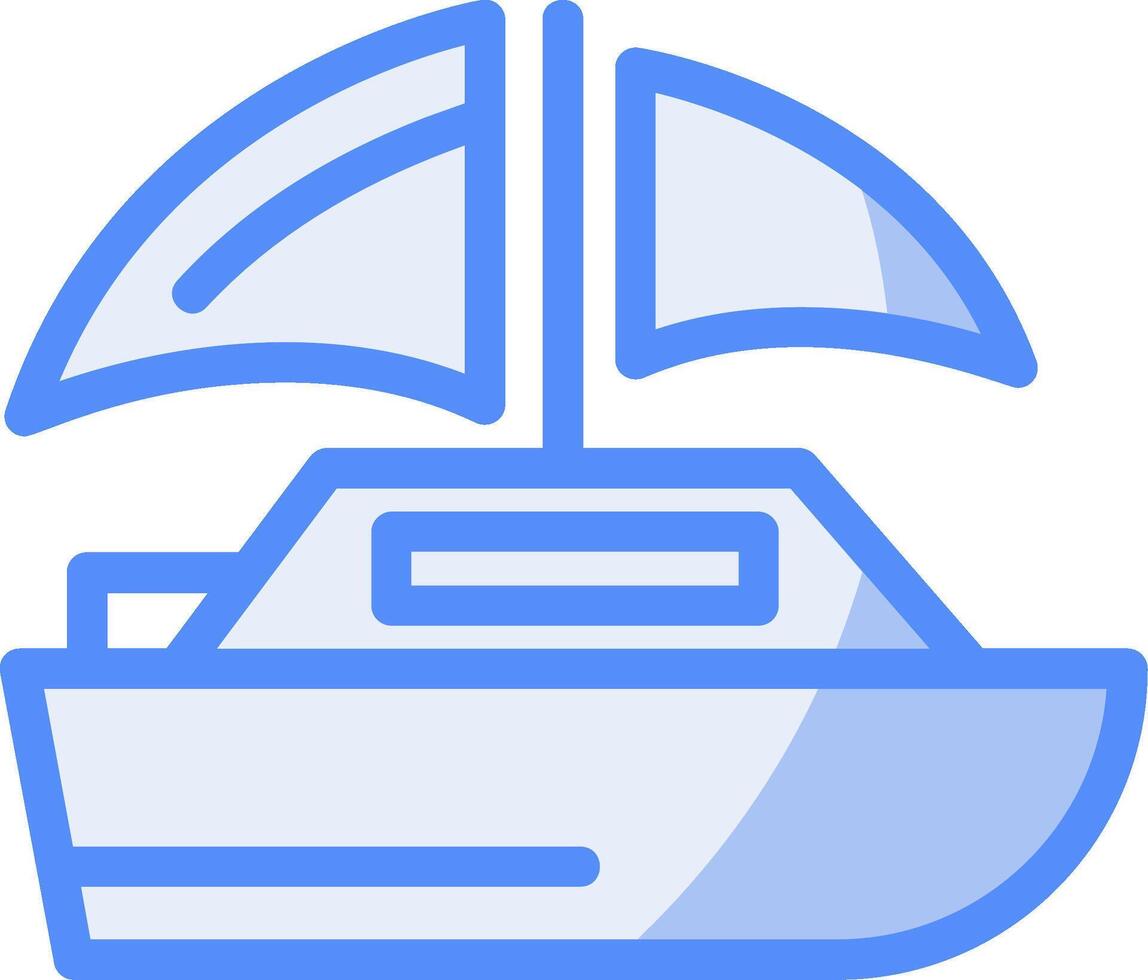 Sailboat Line Filled Blue Icon vector