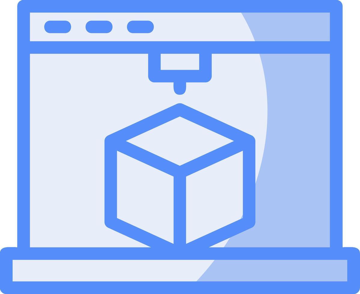 3D Printing Line Filled Blue Icon vector
