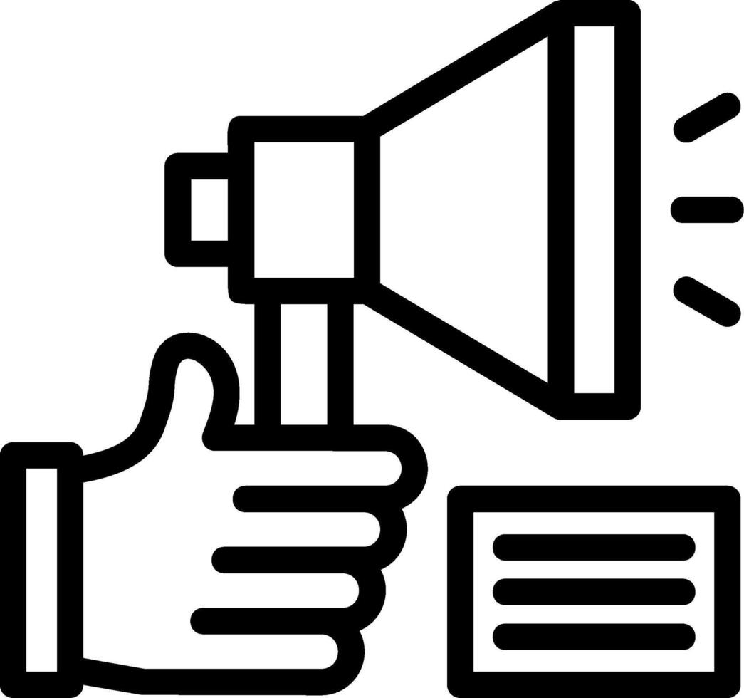 Hand with a megaphone for self-promotion Line Icon vector