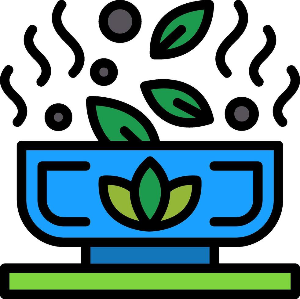 Green Tea Line Filled Icon vector