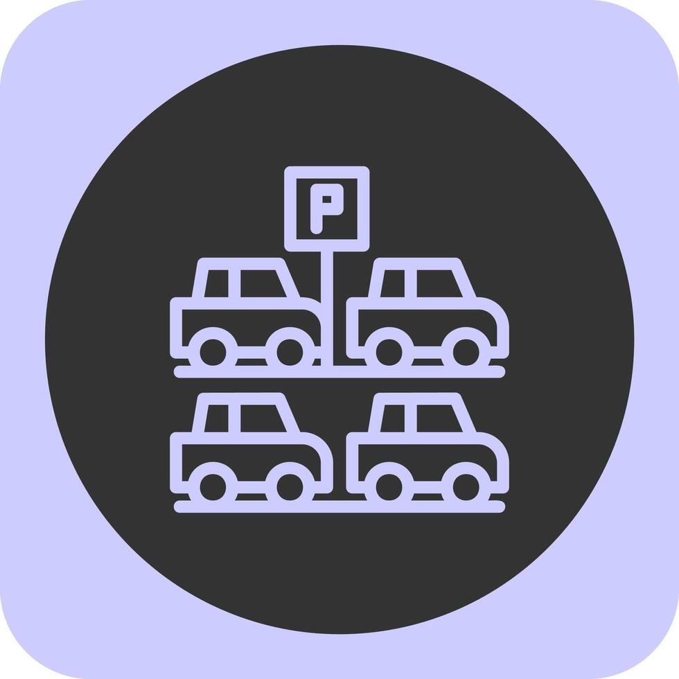 Uncovered parking Linear Round Icon vector