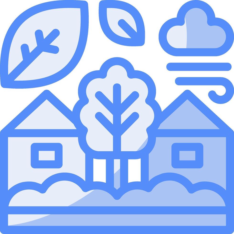 Eco-village Line Filled Blue Icon vector