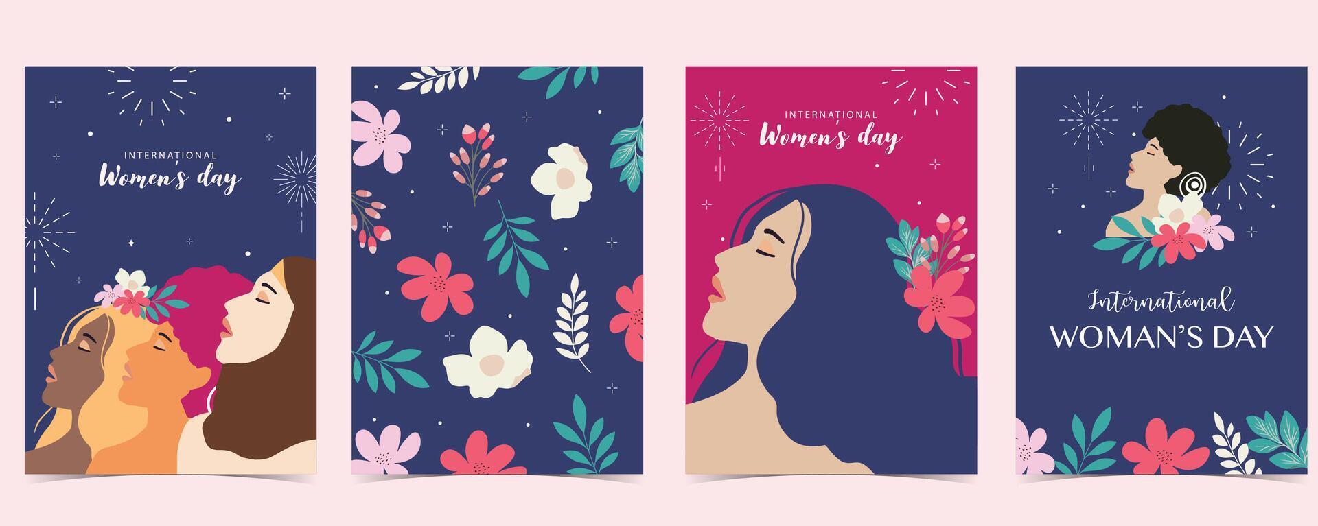 woman international day background with face,hair,hand and flower for A4 vertical size vector