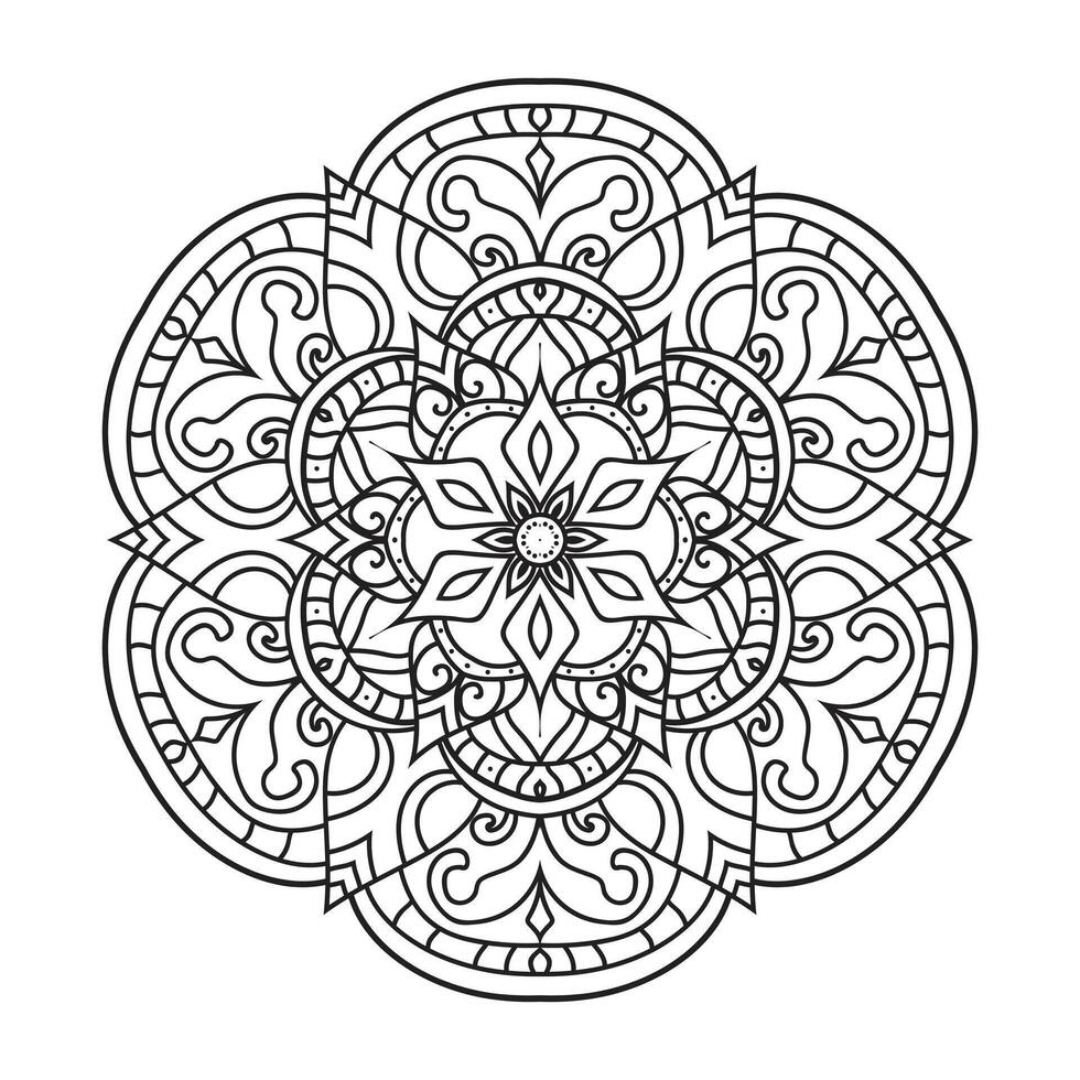 Outline mandala decorative and ornamental design for coloring page vector