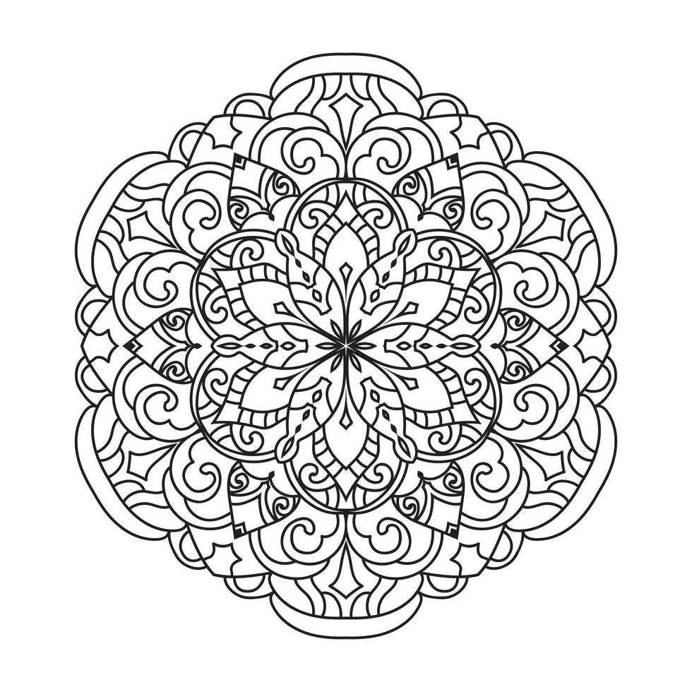 Vector outline mandala decorative and ornamental design for coloring page