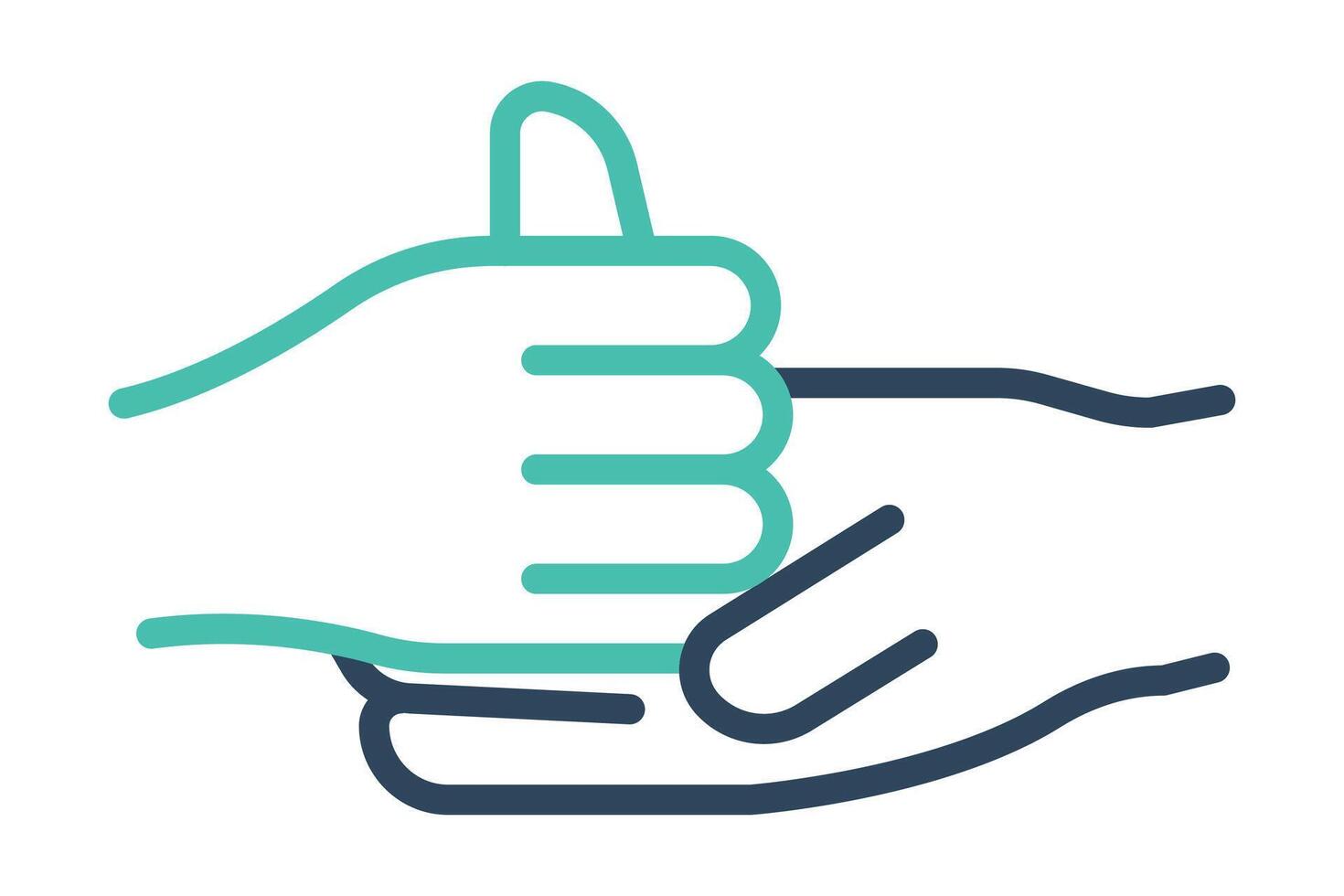 help sign language. symbol 'Help' sign in sign language with diverse hands, offering assistance. line icon style. element illustration vector