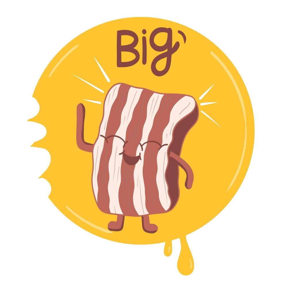 Cute vector illustration of happy bacon logo
