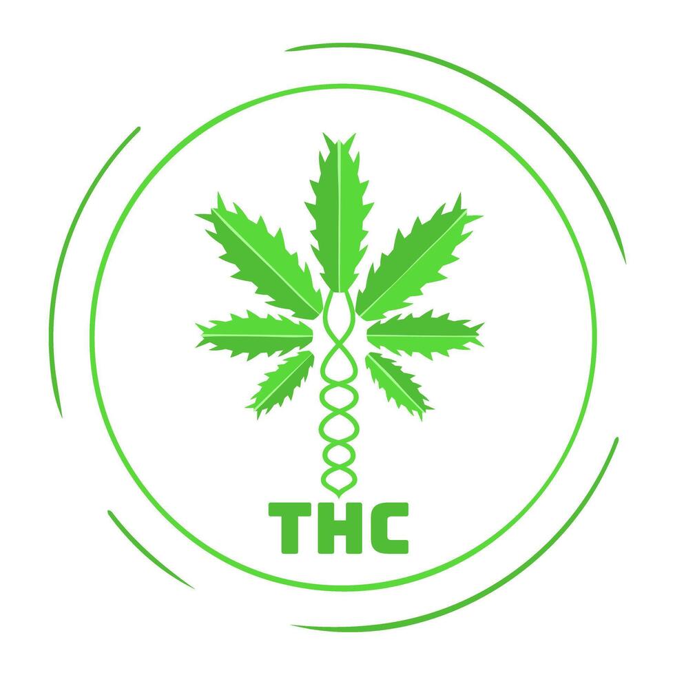 Thc leaf circular vector logo