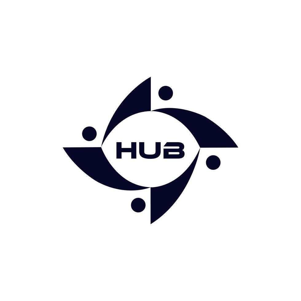 HUB Abstract People symbol, H U B Letter logo . togetherness and community concept design, creative hub, social connection icon, template and logo set. pro vector