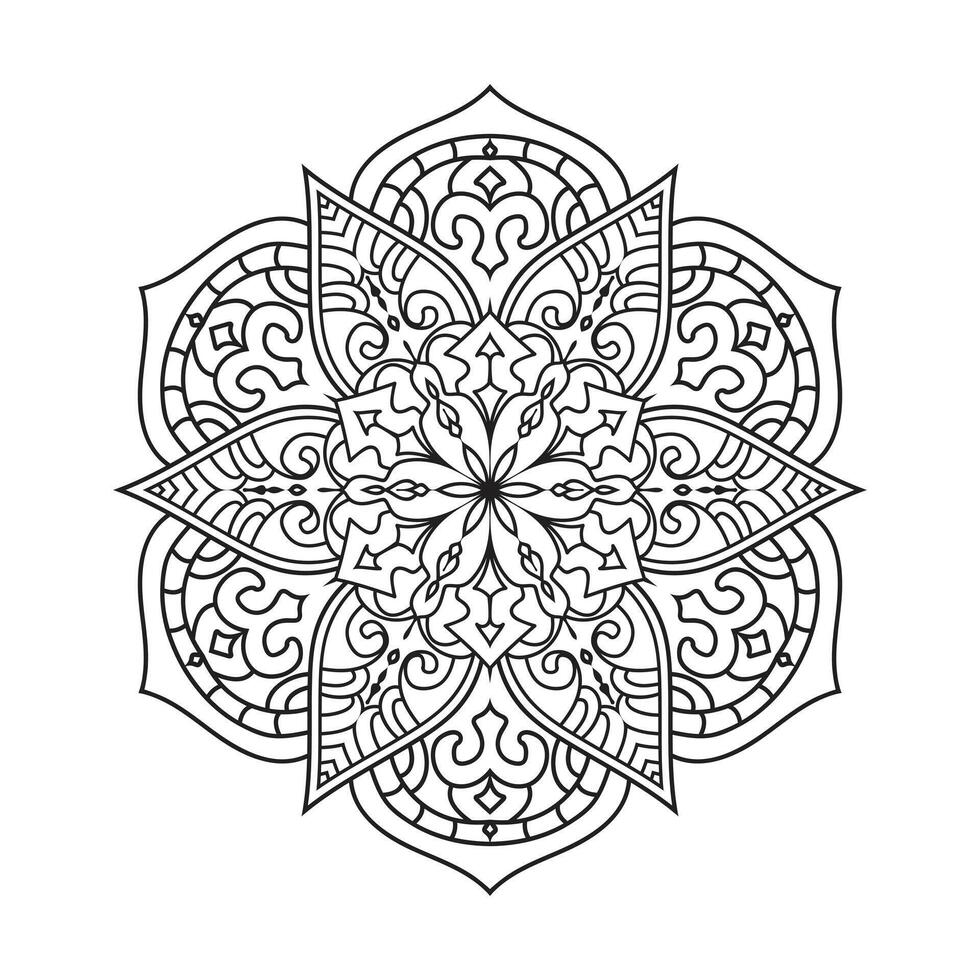 Outline mandala decorative and ornamental design for coloring page vector