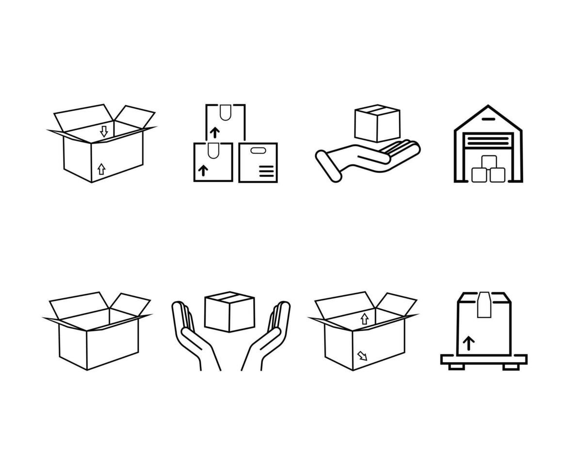 Editable Set Icon of Delivery Box, Vector illustration isolated on white background. using for Presentation, website or mobile app Pro Vector