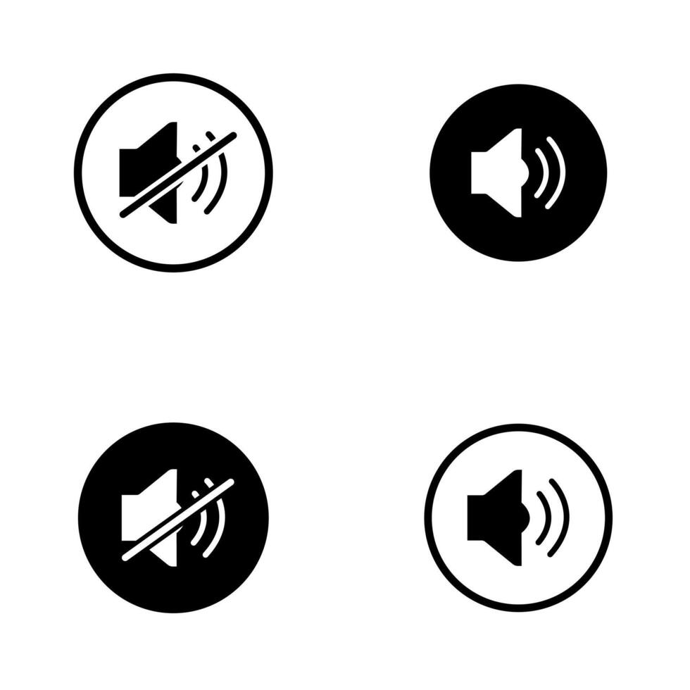 Sound volume icon set. Speaker symbol isolated with black color. Volume control. Pro Vector