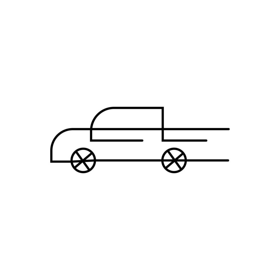 Car pictogram, minimal line icon transportation illustration. Pro Vector