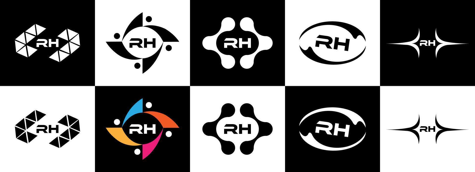 rh logo. rh conjunto , r h diseño. blanco rh carta. Rh, r h letra logo diseño. inicial letra rh letra logo colocar, vinculado circulo mayúscula monograma logo. r h letra logo vector diseño. Pro vector