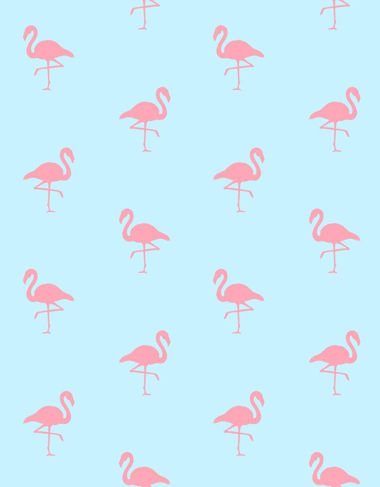 Vector seamless pattern of pink hand draw flamingo