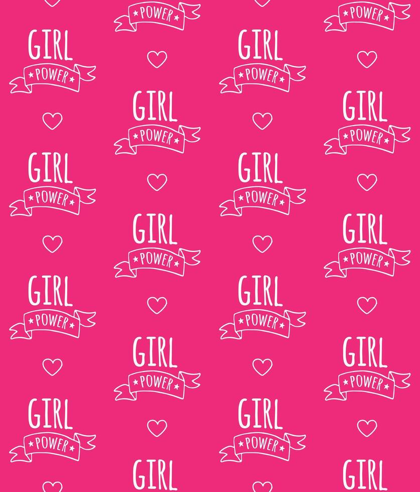 Vector seamless pattern of girl power lettering