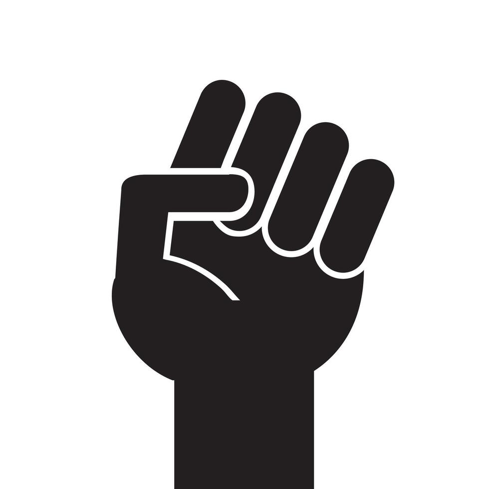 Vector flat black fist hand icon