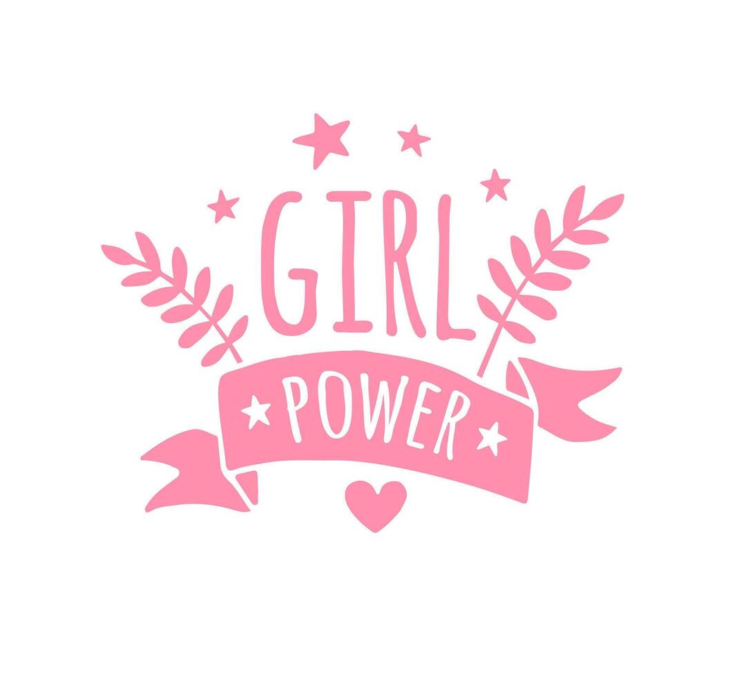 Vector hand drawn doodle phrase girl power