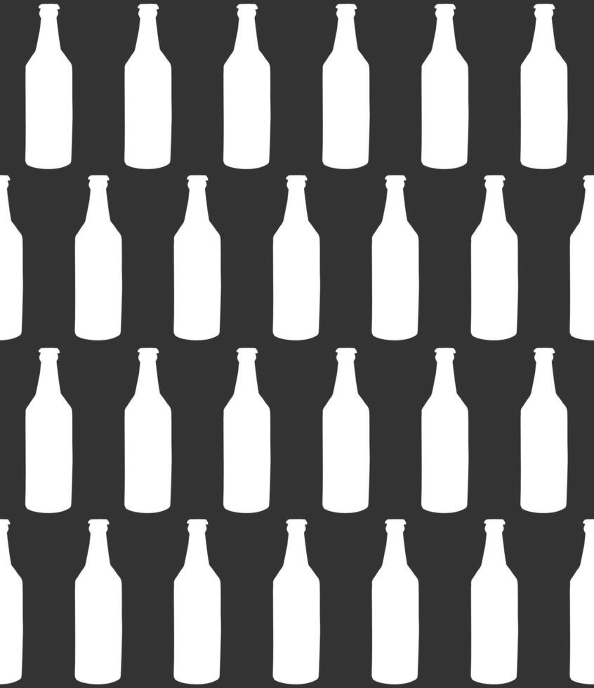 Vector seamless pattern of beer bottle silhouette