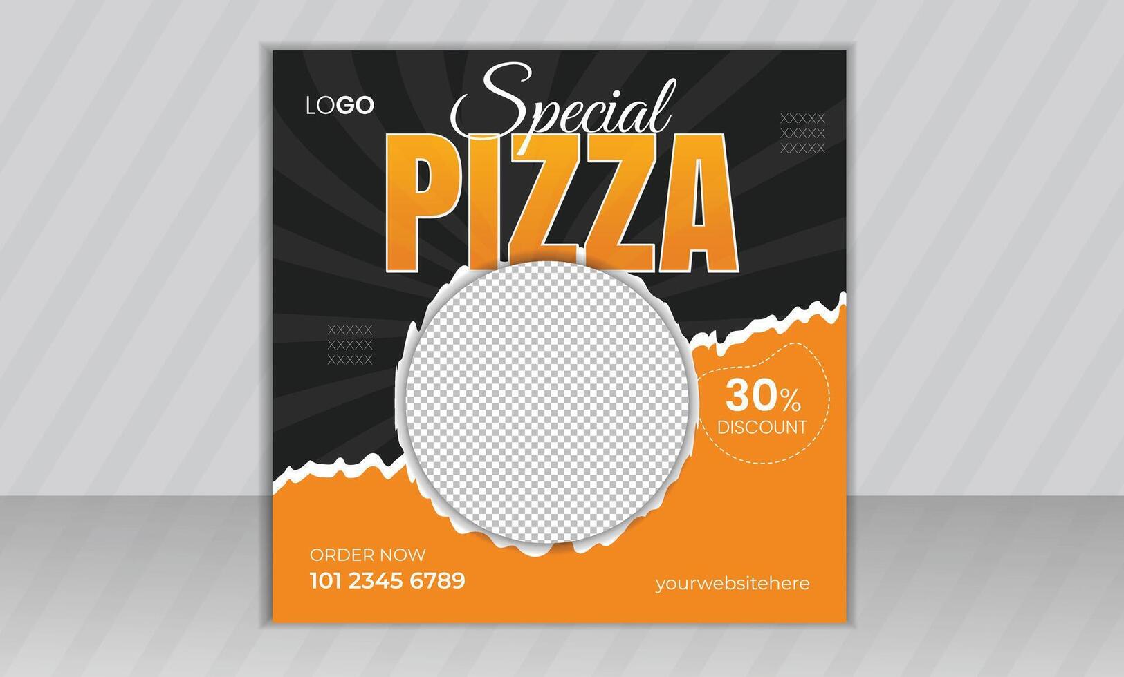 rápido comida restaurante negocio márketing social medios de comunicación enviar o anuncios o web bandera modelo diseño, Fresco pizza, hamburguesa, pasta en línea rebaja promoción volantes o póster vector