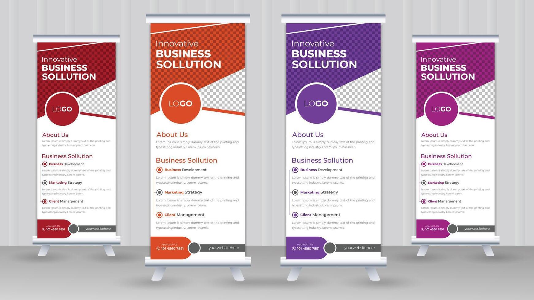 Professional Business Roll Up banner set, vector creative design, Modern Corporate x banner or sale banner template billboard of trendy flag banner or pull up banner, Standee template