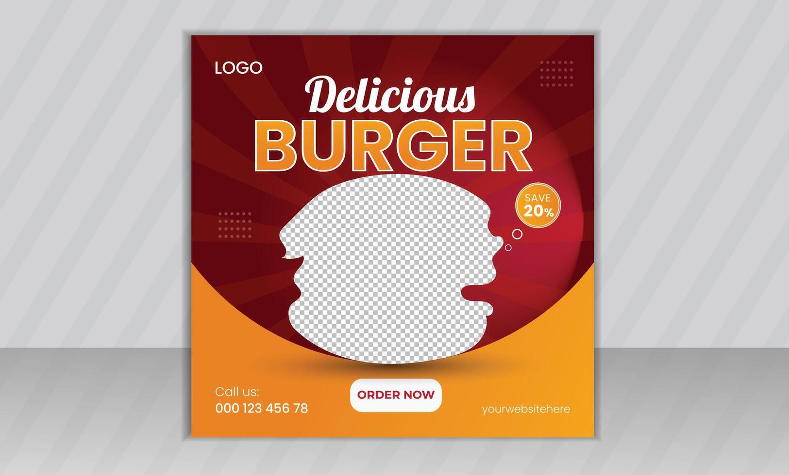 Fast food restaurant business marketing social media post or ads or web banner template design, Fresh pizza, burger, pasta online sale promotion flyer or poster vector