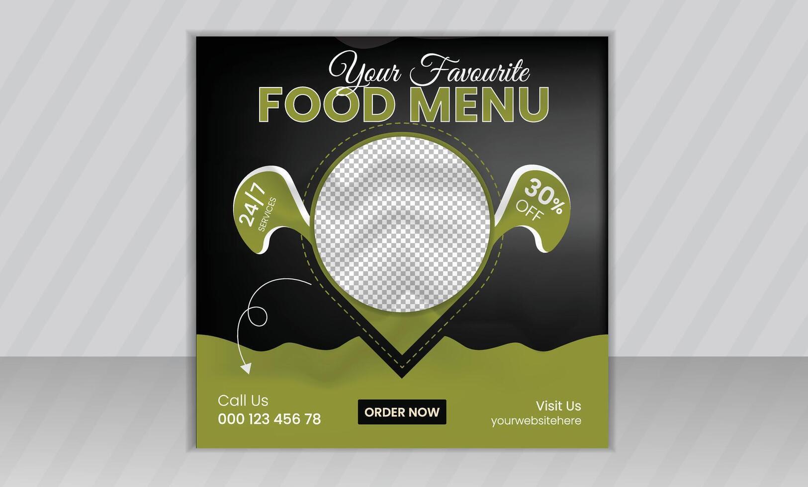 Fast food restaurant business marketing social media post or ads or web banner template design, Fresh pizza, burger, pasta online sale promotion flyer or poster vector