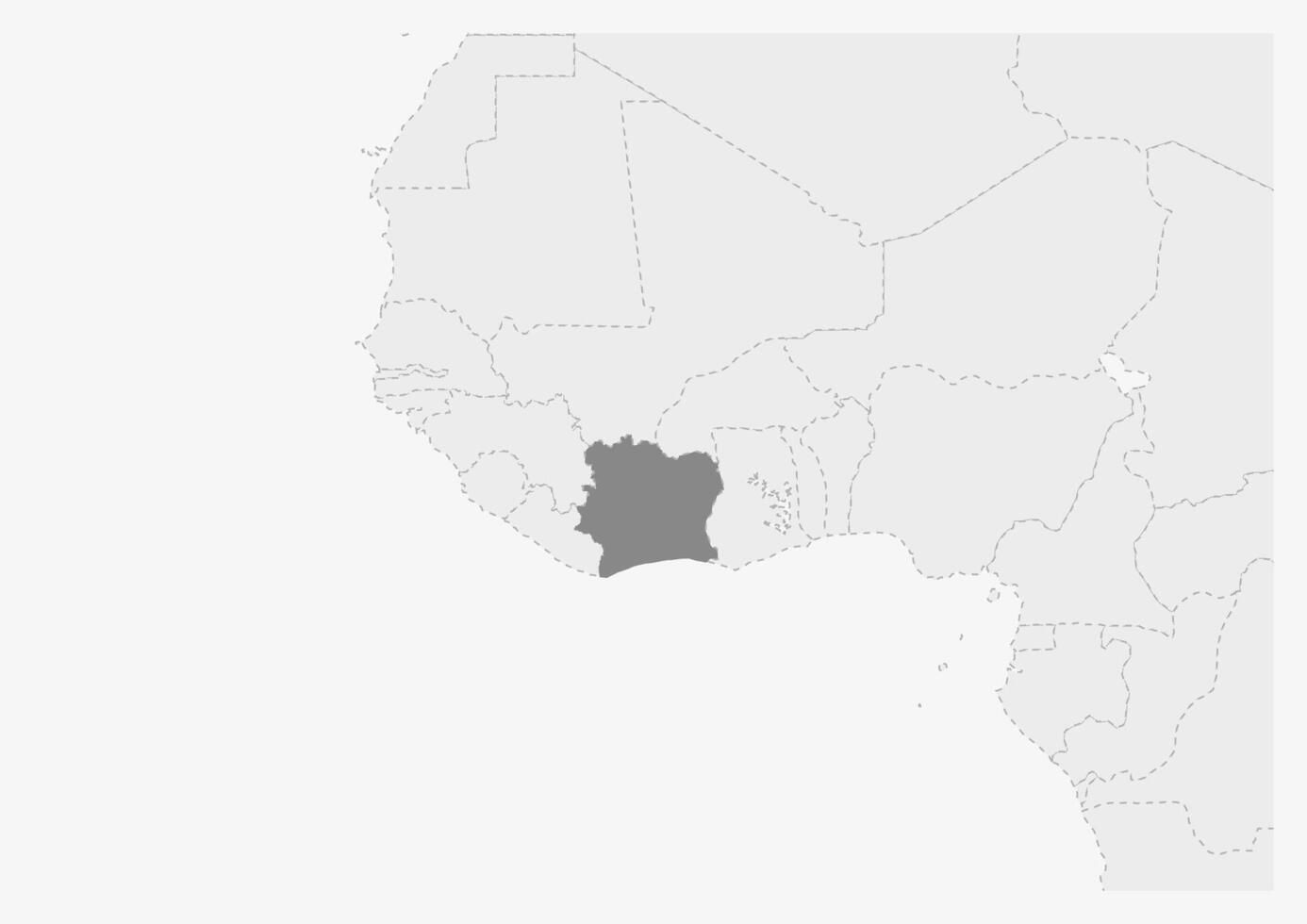 Map of Africa with highlighted Ivory Coast map vector