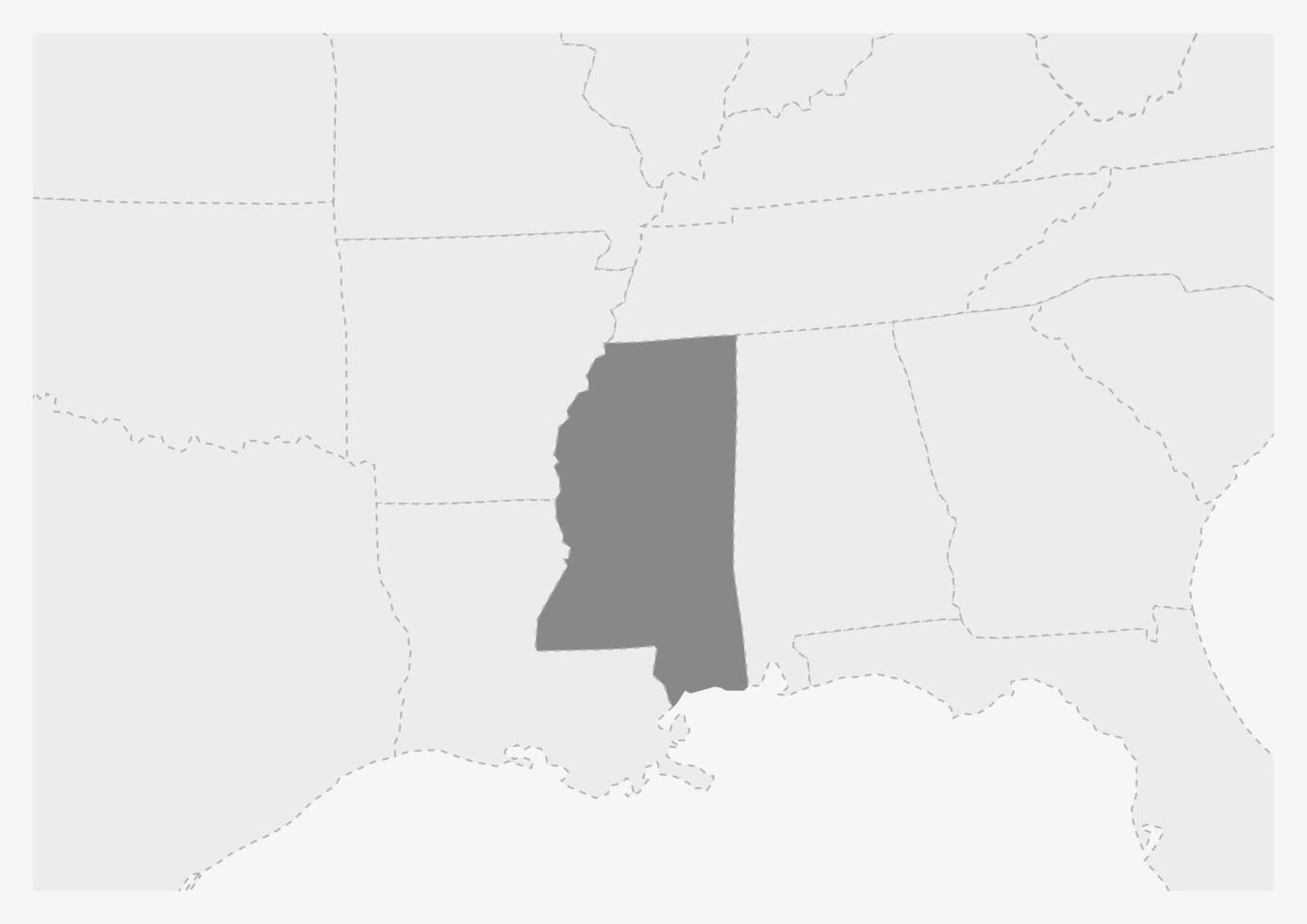 mapa de Estados Unidos con destacado Misisipí estado mapa vector