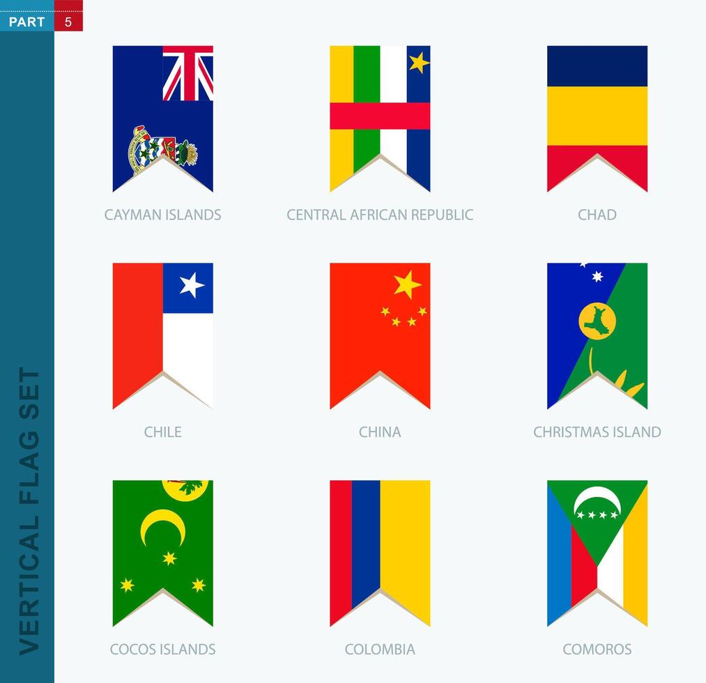 Nine vector vertical flag set. Vertical icon with flag.