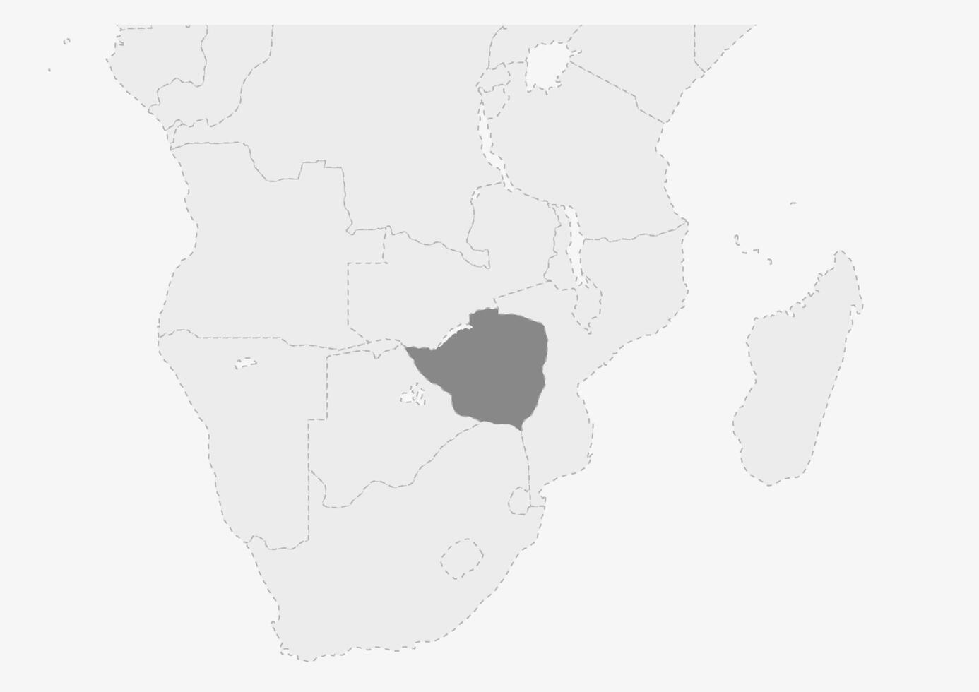 Map of Africa with highlighted Zimbabwe map vector