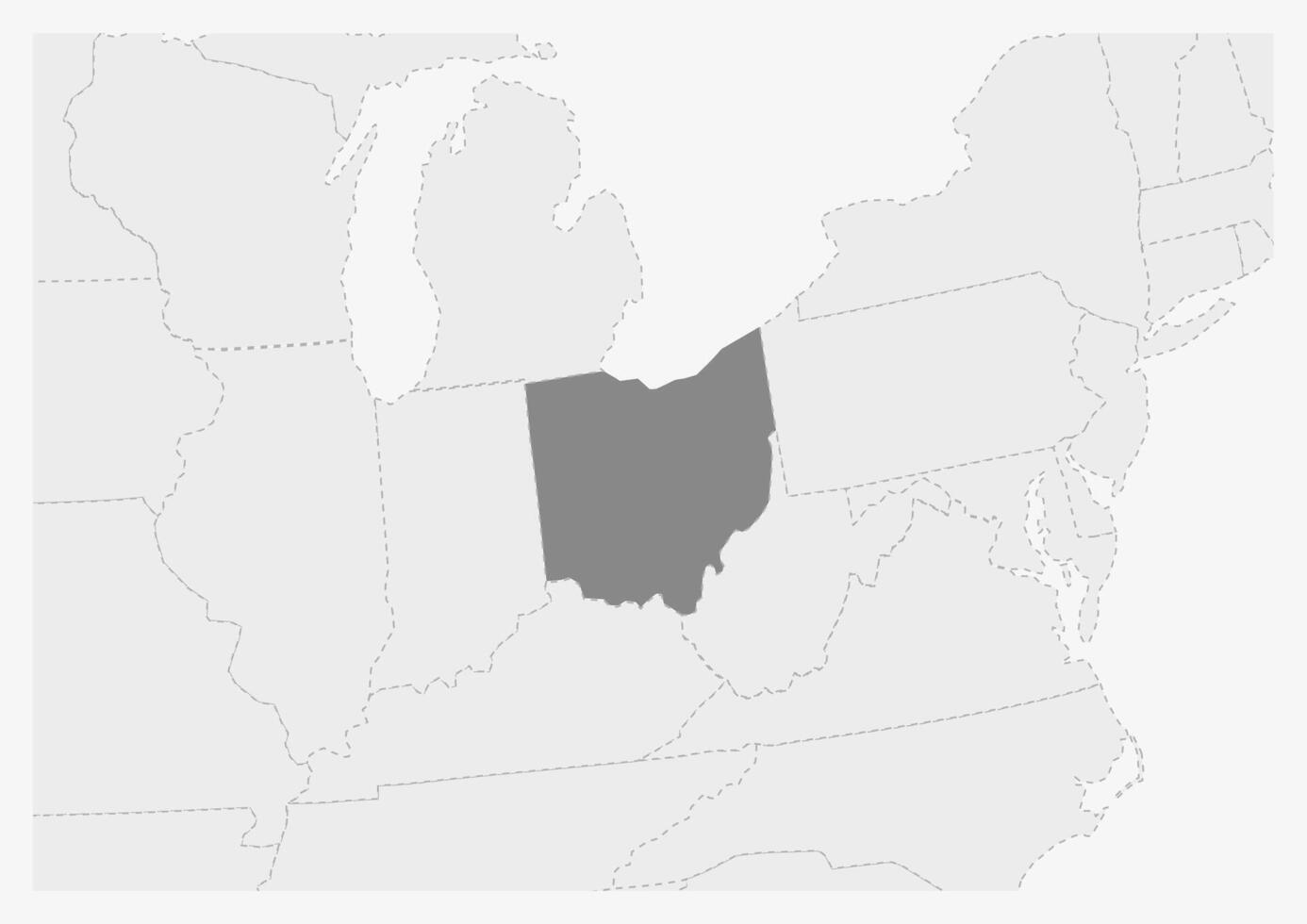 mapa de Estados Unidos con destacado Ohio estado mapa vector