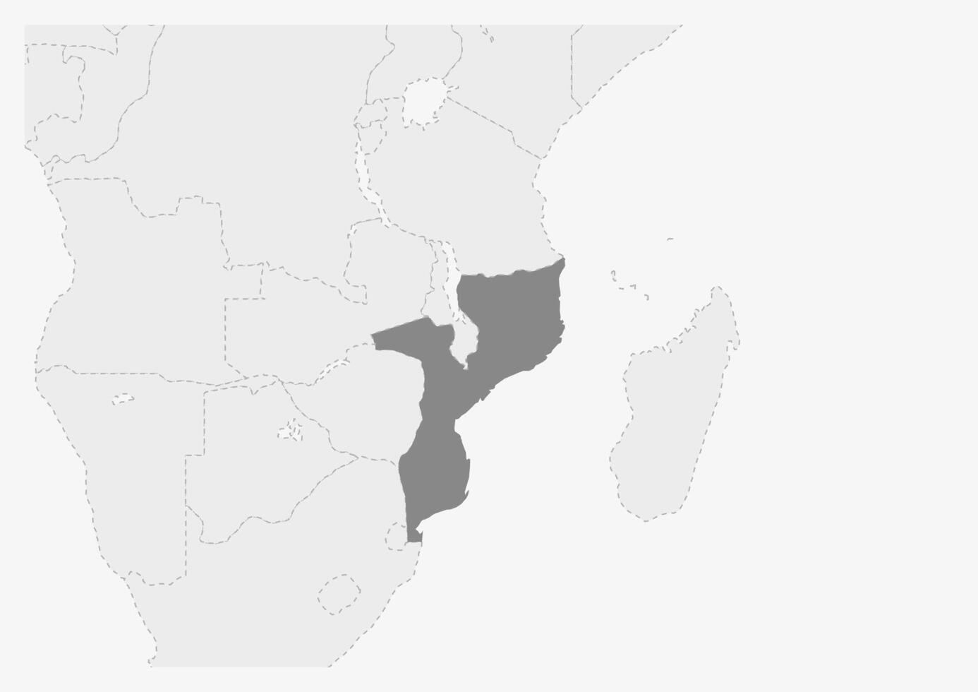 Map of Africa with highlighted Mozambique map vector