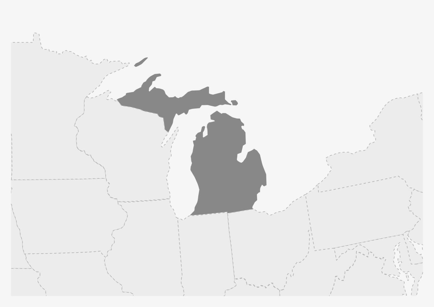 Map of USA with highlighted Michigan state map vector