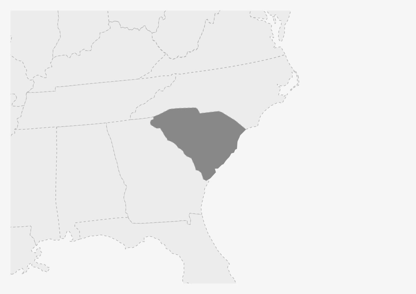 mapa de Estados Unidos con destacado sur carolina estado mapa vector