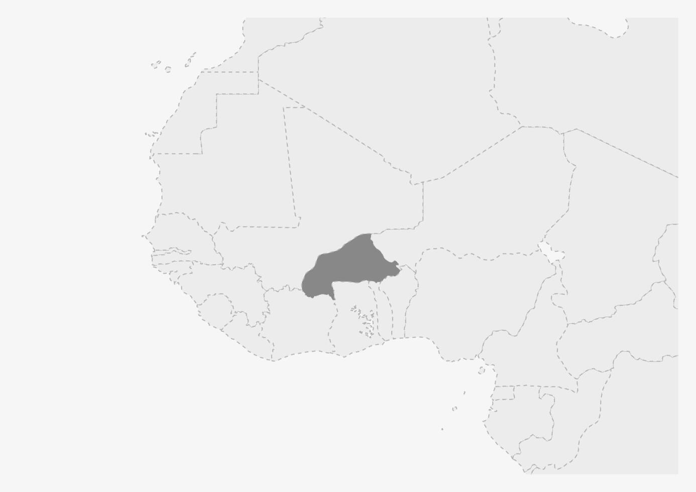 Map of Africa with highlighted Burkina Faso map vector